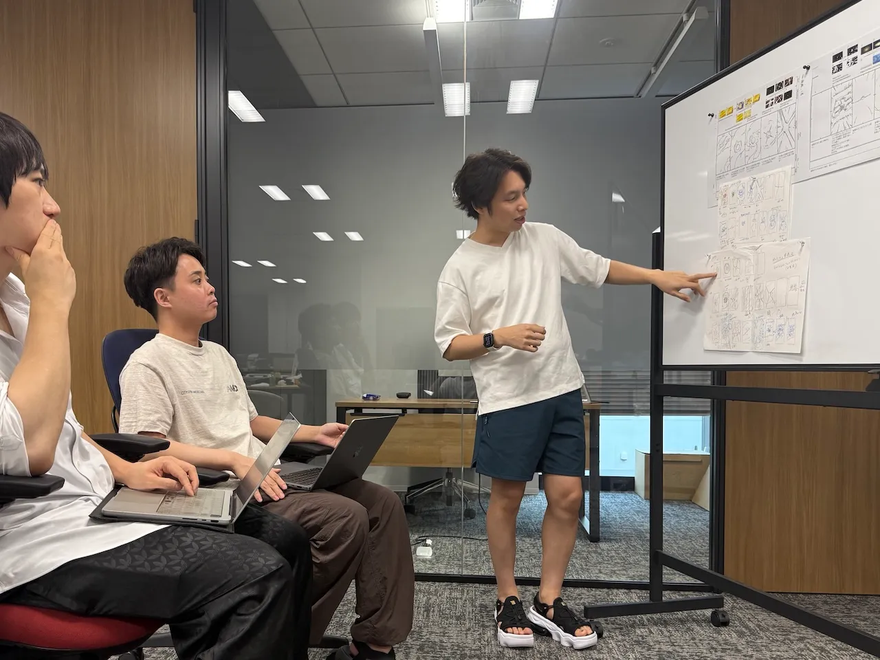 A discussion at the whiteboard